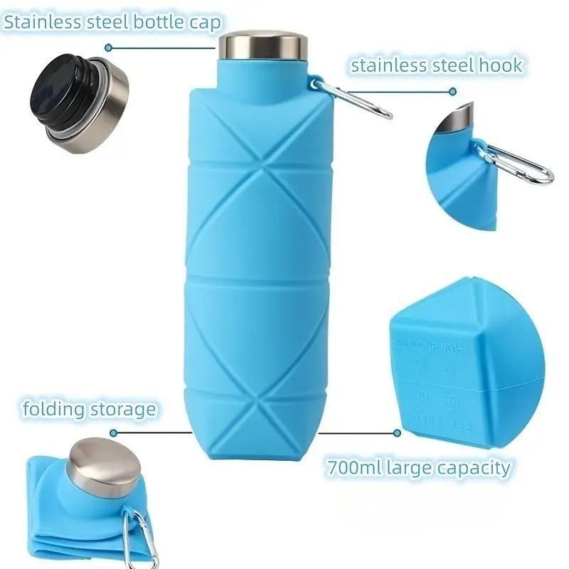 Munafa Reusable Foldable Silicone Water Bottle with Portable Buckle Silicone 700ml