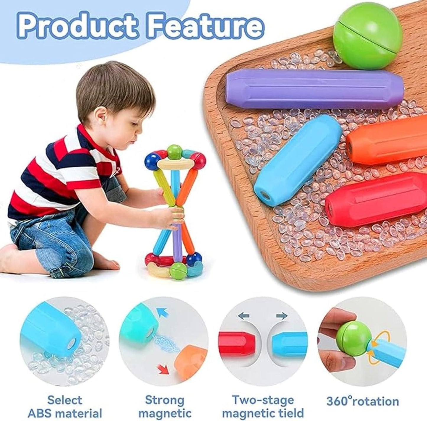 Munafa Magnetic Sticks 36 pcs Building Blocks for Kids