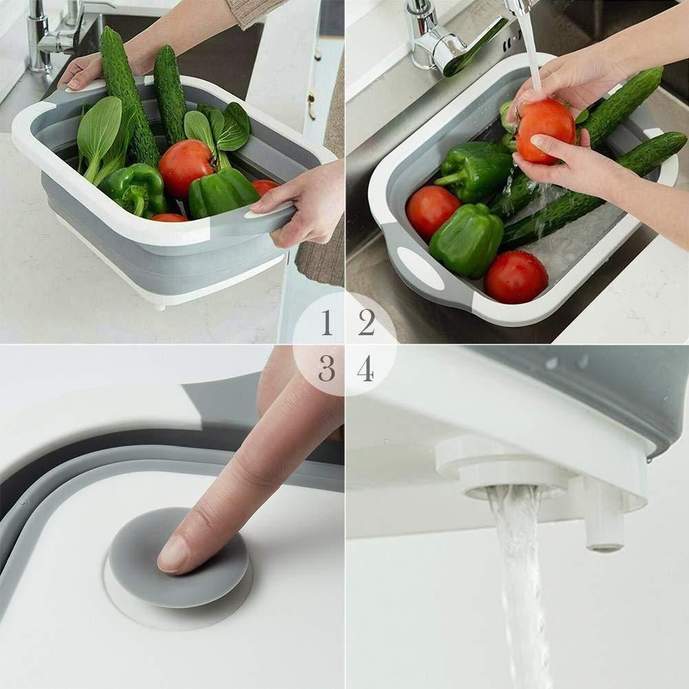 Munafa Folding Cutting Board with Basket