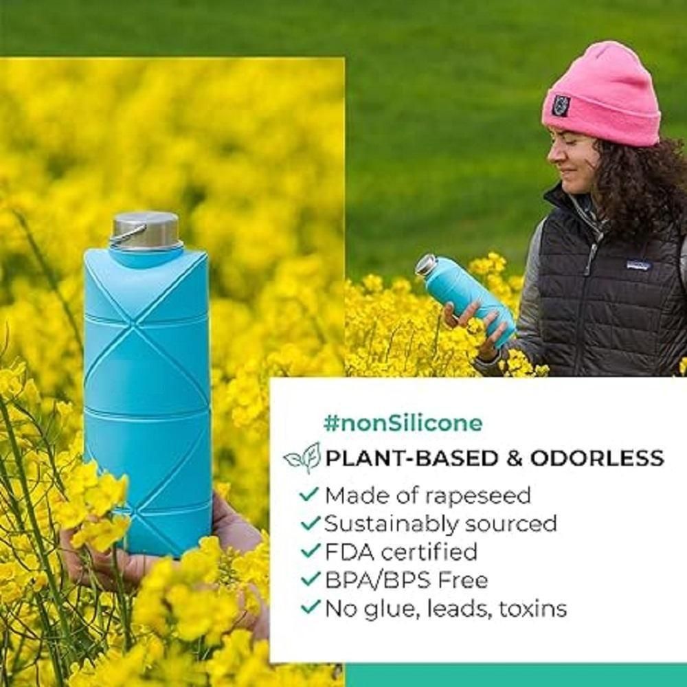 Munafa Reusable Foldable Silicone Water Bottle with Portable Buckle Silicone 700ml