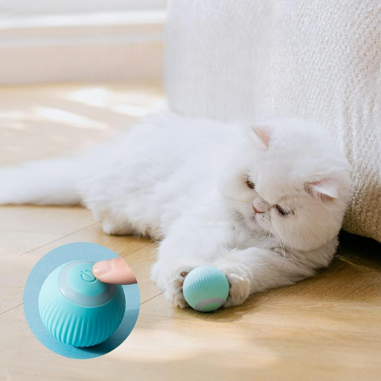 Munafa Rotating Cat Toy Ball, Rechargeable Rotating Ball with LED