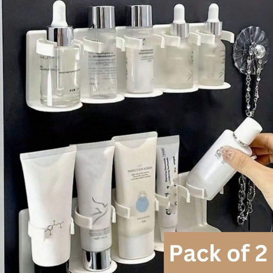 Munafa 5 Grid Plastic Cosmetic Organiser for Bathroom or Powder Room (Pack of 2)