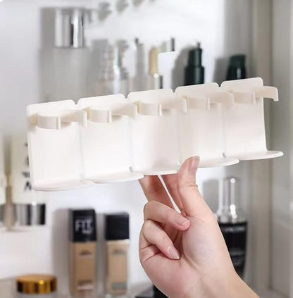 Munafa 5 Grid Plastic Cosmetic Organiser for Bathroom or Powder Room (Pack of 2)