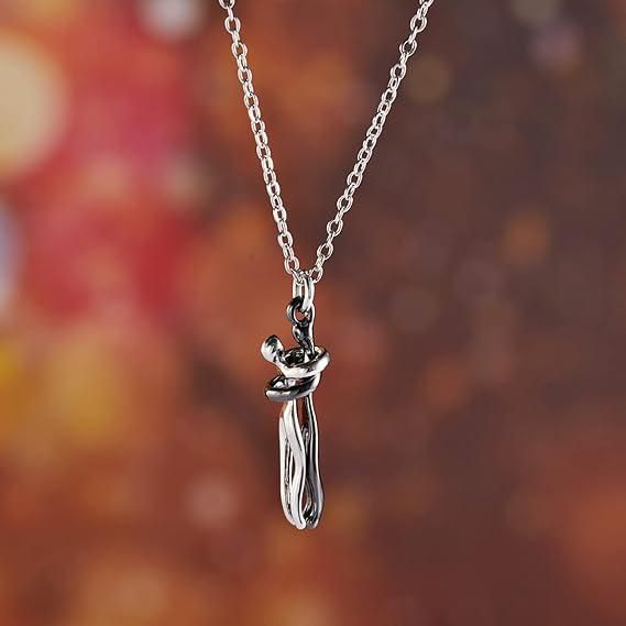 Munafa Silver and Black Hug Couple Chain Pendant