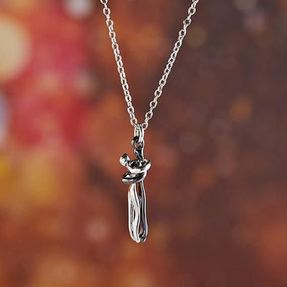 Munafa Silver and Black Hug Couple Chain Pendant