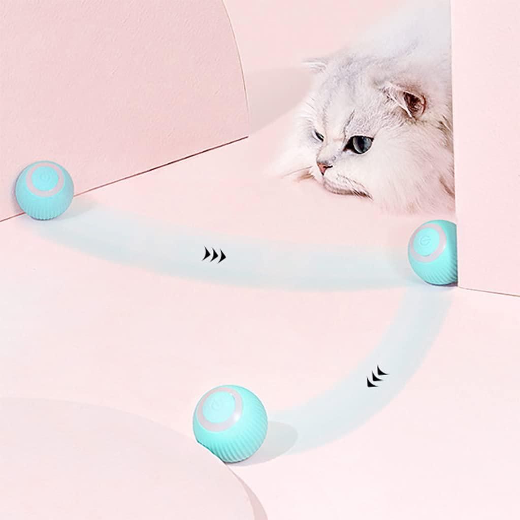 Munafa Rotating Cat Toy Ball, Rechargeable Rotating Ball with LED