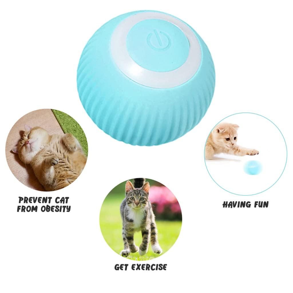Munafa Rotating Cat Toy Ball, Rechargeable Rotating Ball with LED