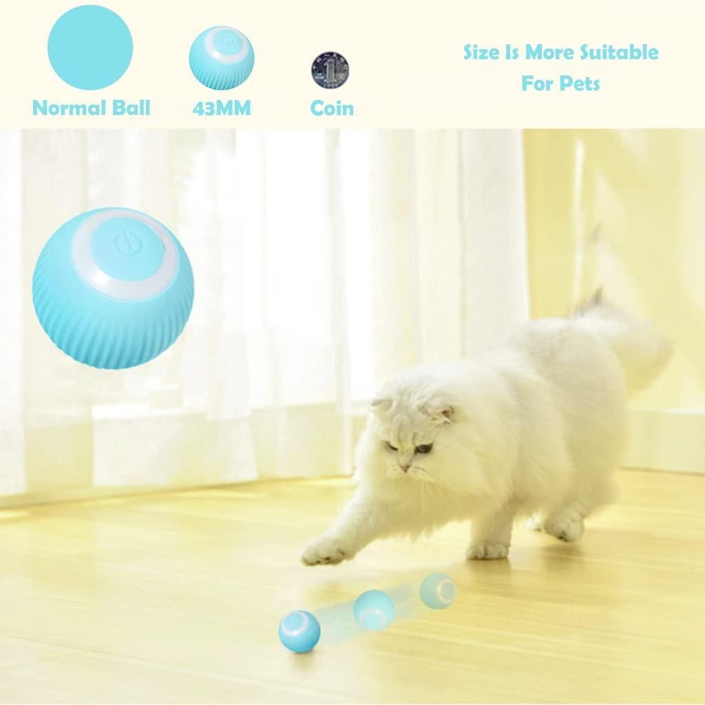 Munafa Rotating Cat Toy Ball, Rechargeable Rotating Ball with LED