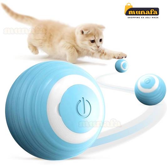 Munafa Rotating Cat Toy Ball, Rechargeable Rotating Ball with LED